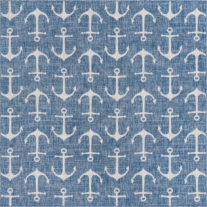 10' x 10' Easy-Clean Coastal Indoor / Outdoor Square Rug
