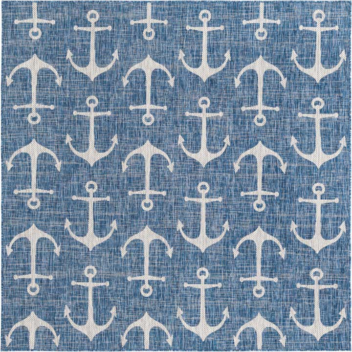 7' 10 x 7' 10 Easy-Clean Coastal Indoor / Outdoor Square Rug