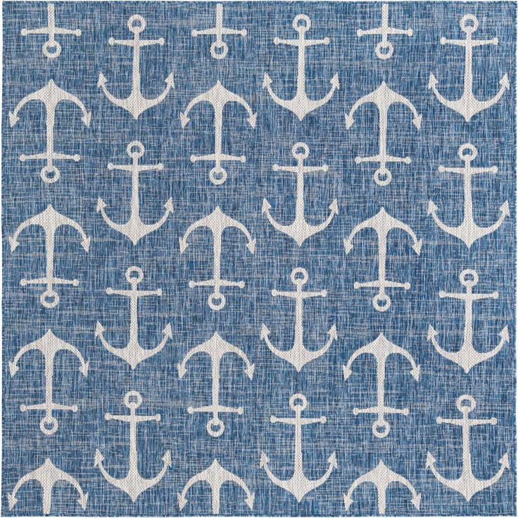 Detail image of 7' 10 x 7' 10 Easy-Clean Coastal Indoor / Outdoor Square Rug