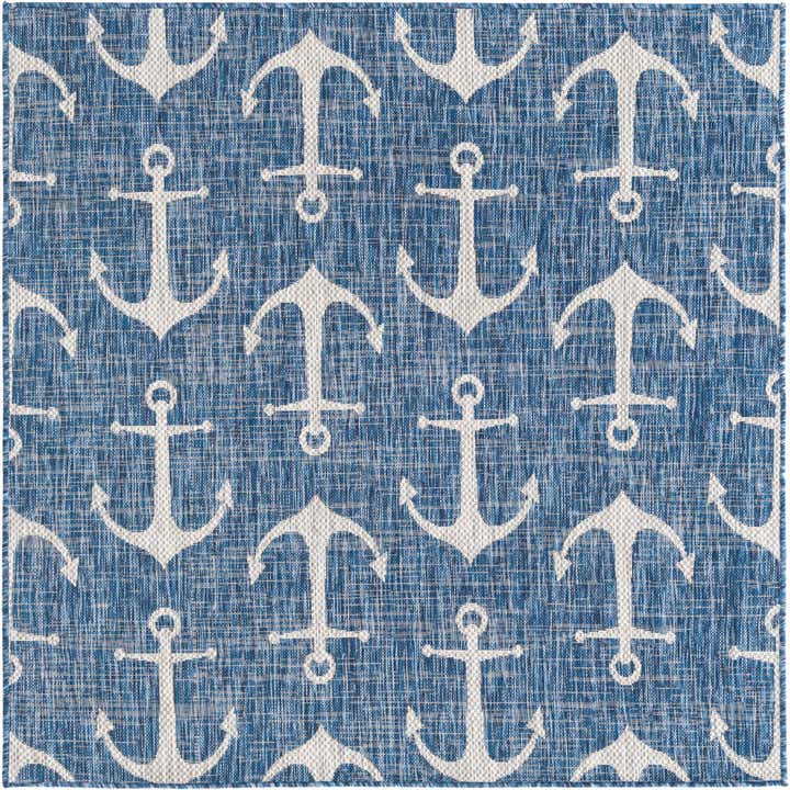 5' 3 x 5' 3 Easy-Clean Coastal Indoor / Outdoor Square Rug