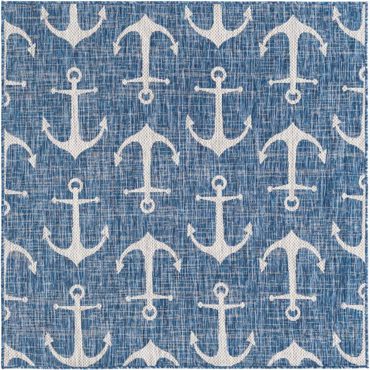 Detail image of 5' 3 x 5' 3 Easy-Clean Coastal Indoor / Outdoor Square Rug