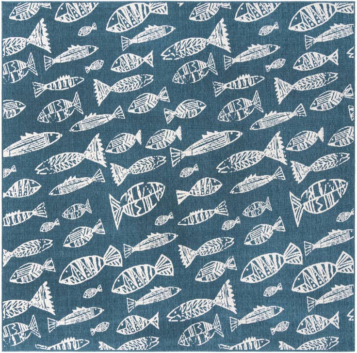 Detail image of 10' x 10' Easy-Clean Coastal Indoor / Outdoor Square Rug