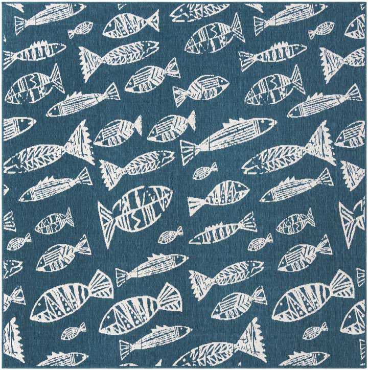 7' 10 x 7' 10 Easy-Clean Coastal Indoor / Outdoor Square Rug