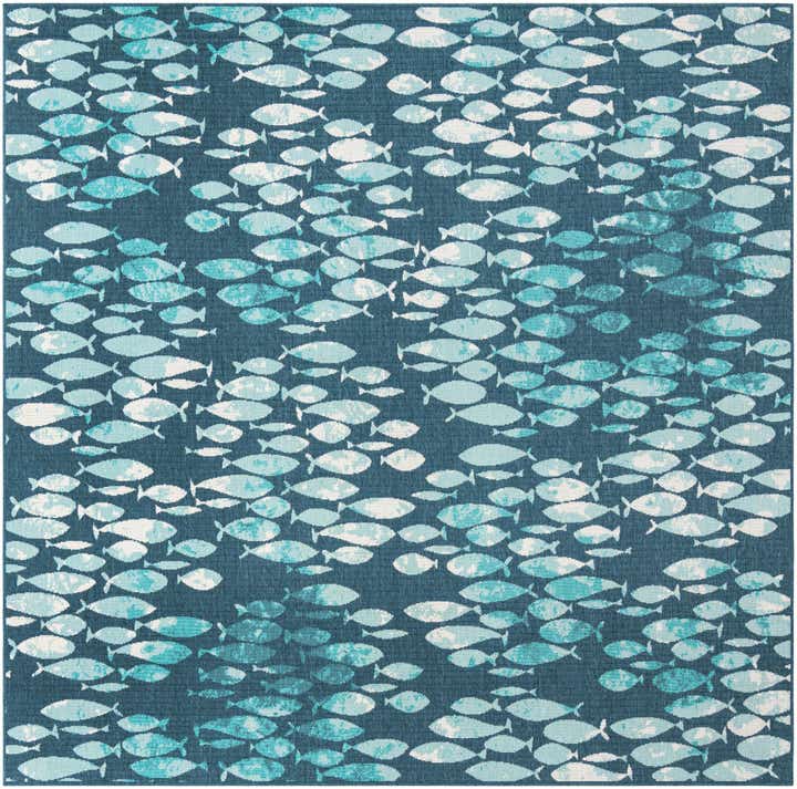 10' x 10' Easy-Clean Coastal Indoor / Outdoor Square Rug