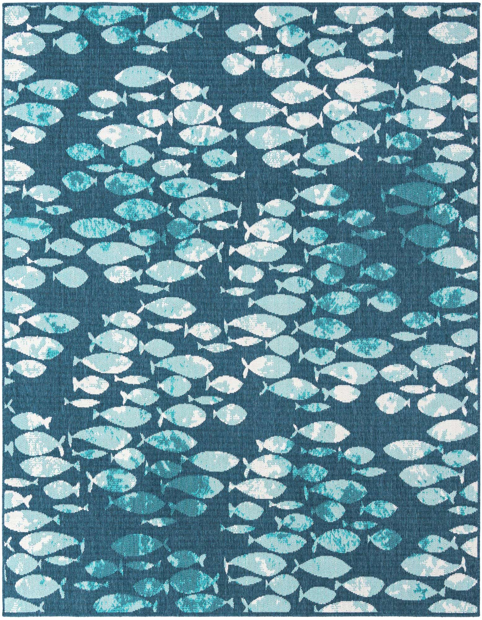 7' 10 x 7' 10 Easy-Clean Coastal Indoor / Outdoor Square Rug