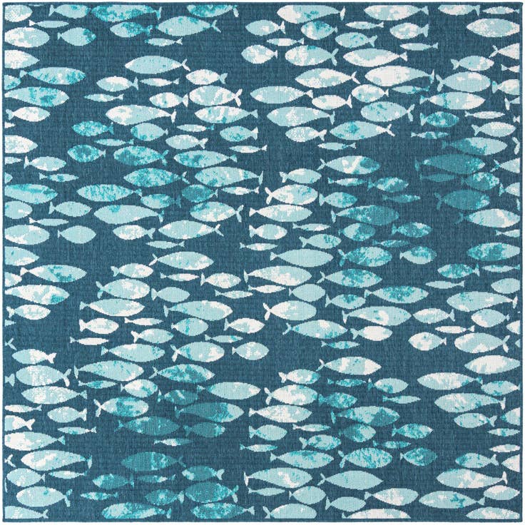 Detail image of 7' 10 x 7' 10 Easy-Clean Coastal Indoor / Outdoor Square Rug