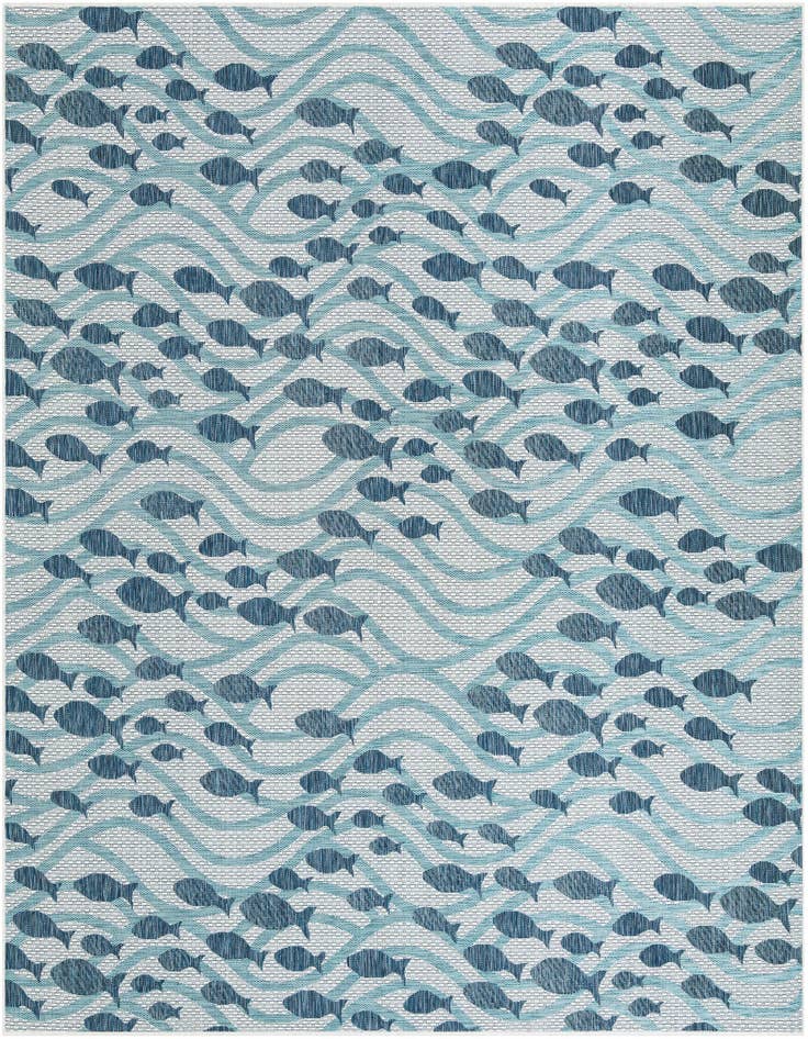 Detail image of 10' x 10' Easy-Clean Coastal Indoor / Outdoor Square Rug