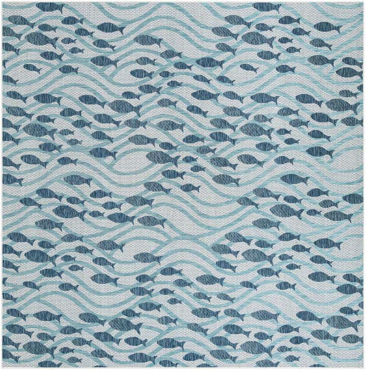 10' x 10' Easy-Clean Coastal Indoor / Outdoor Square Rug
