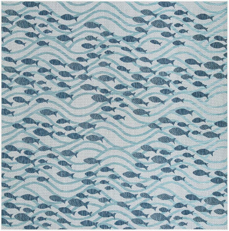 Detail image of 10' x 10' Easy-Clean Coastal Indoor / Outdoor Square Rug