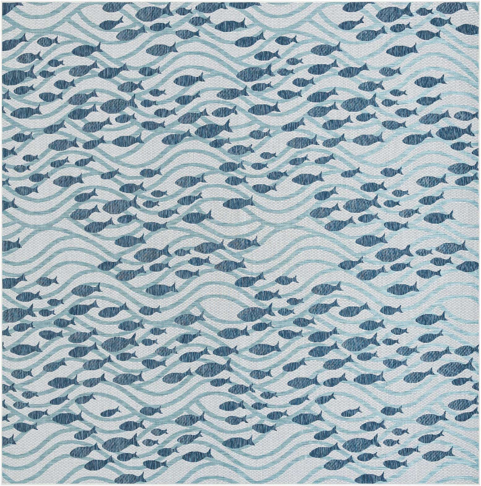 12' x 12' Easy-Clean Coastal Indoor / Outdoor Square Rug