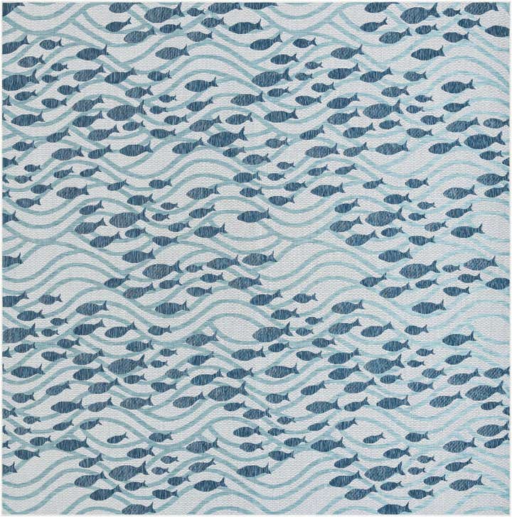 12' x 12' Easy-Clean Coastal Indoor / Outdoor Square Rug