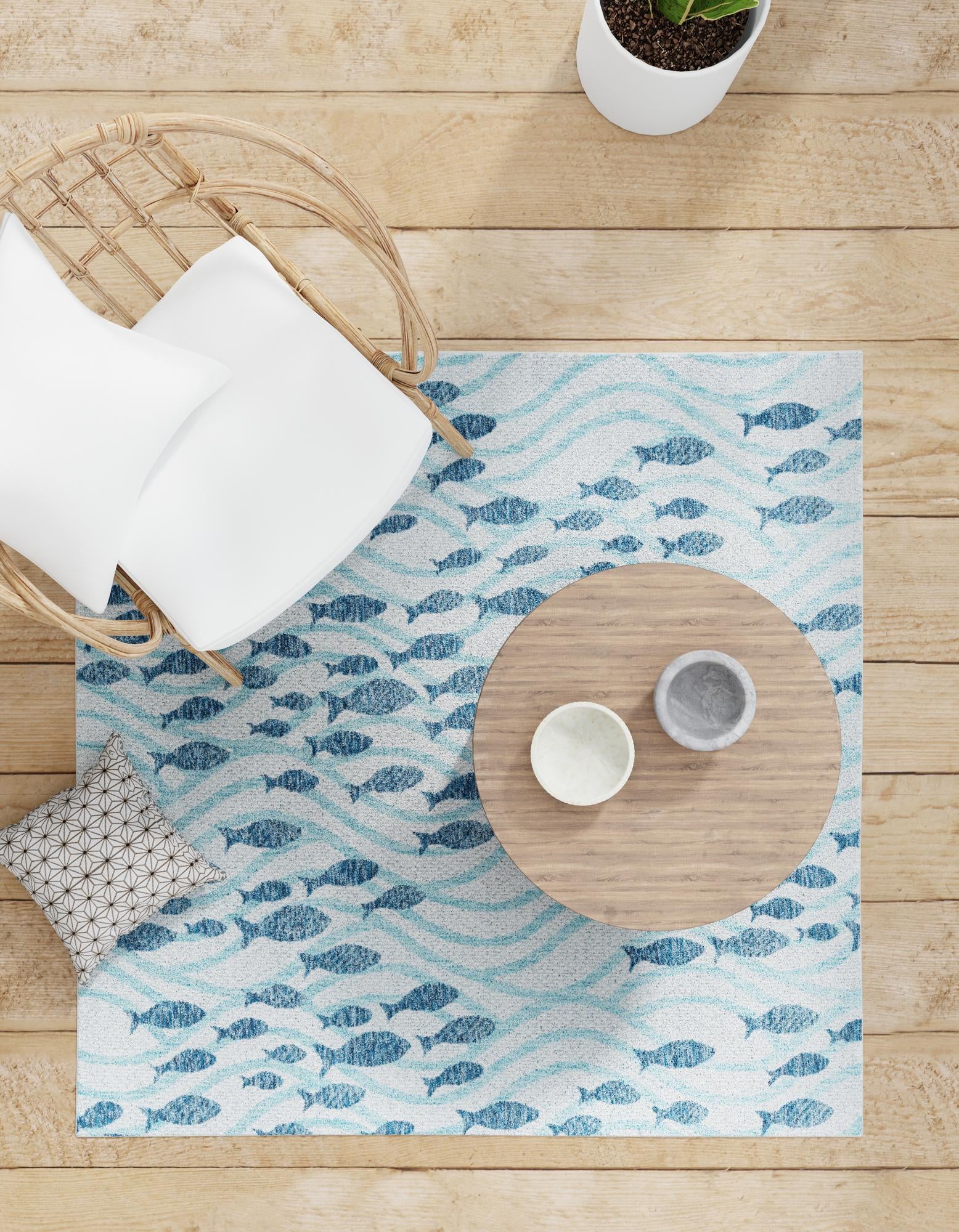 13' x 13' Easy-Clean Coastal Indoor / Outdoor Square Rug