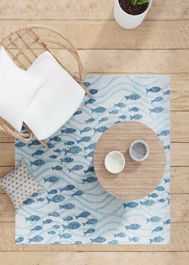 5' 3 x 5' 3 Easy-Clean Coastal Indoor / Outdoor Square Rug
