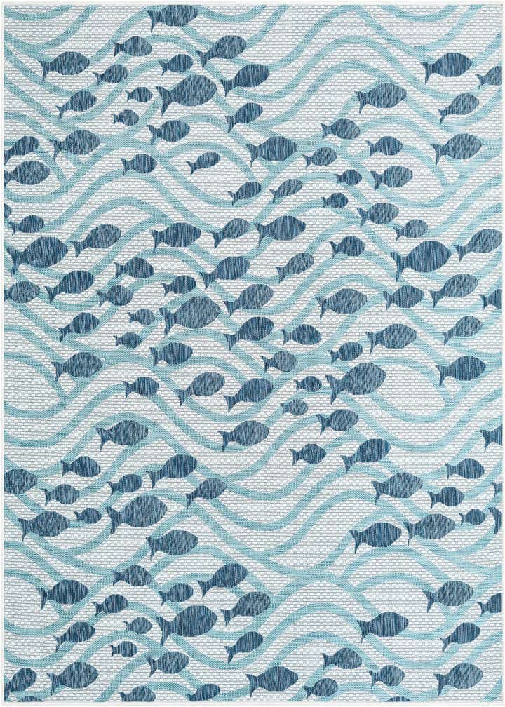 7' 10 x 7' 10 Easy-Clean Coastal Indoor / Outdoor Square Rug
