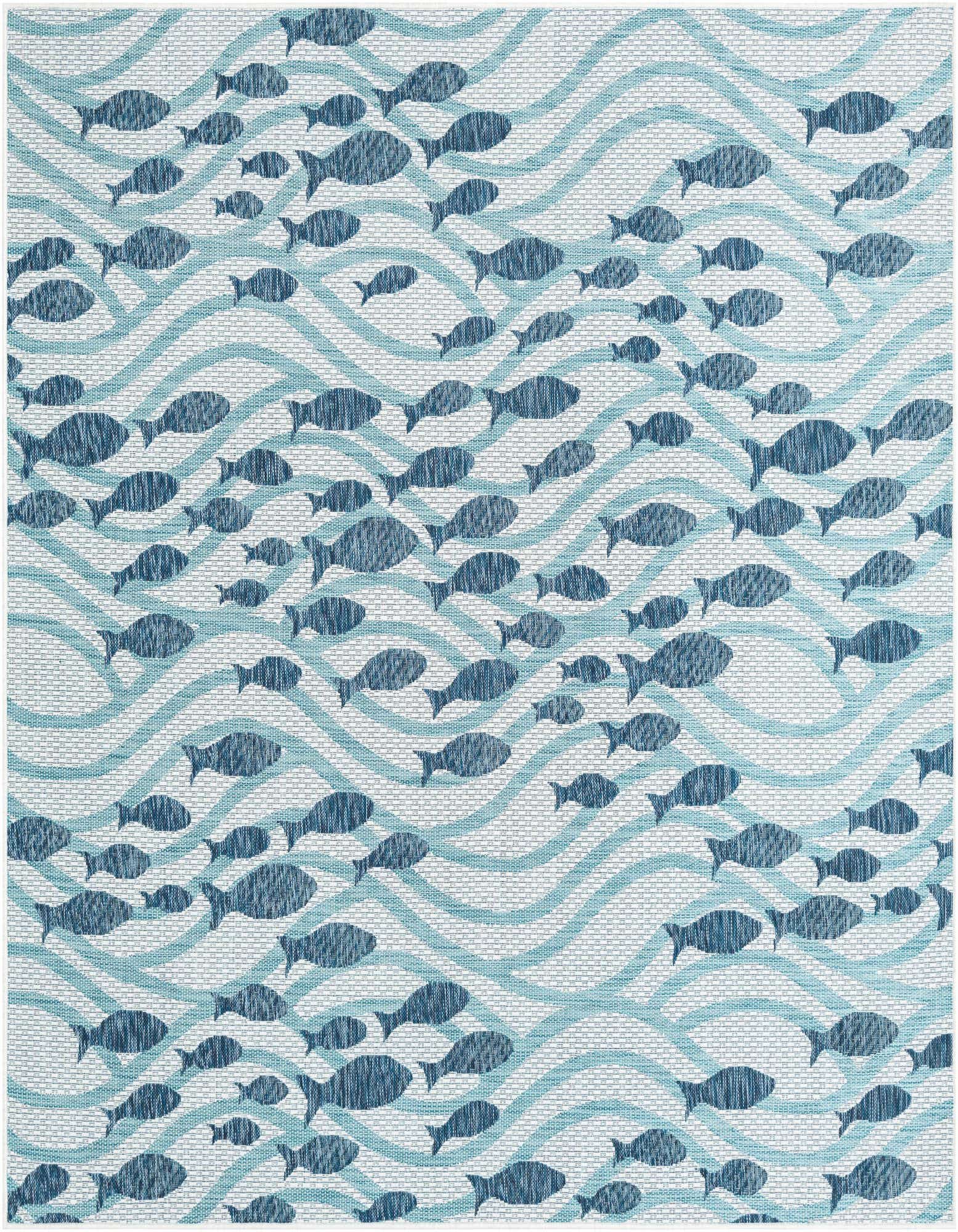 7' 10 x 7' 10 Easy-Clean Coastal Indoor / Outdoor Square Rug
