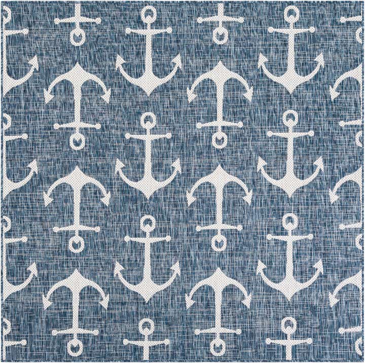 6' x 6' Easy-Clean Coastal Indoor / Outdoor Square Rug