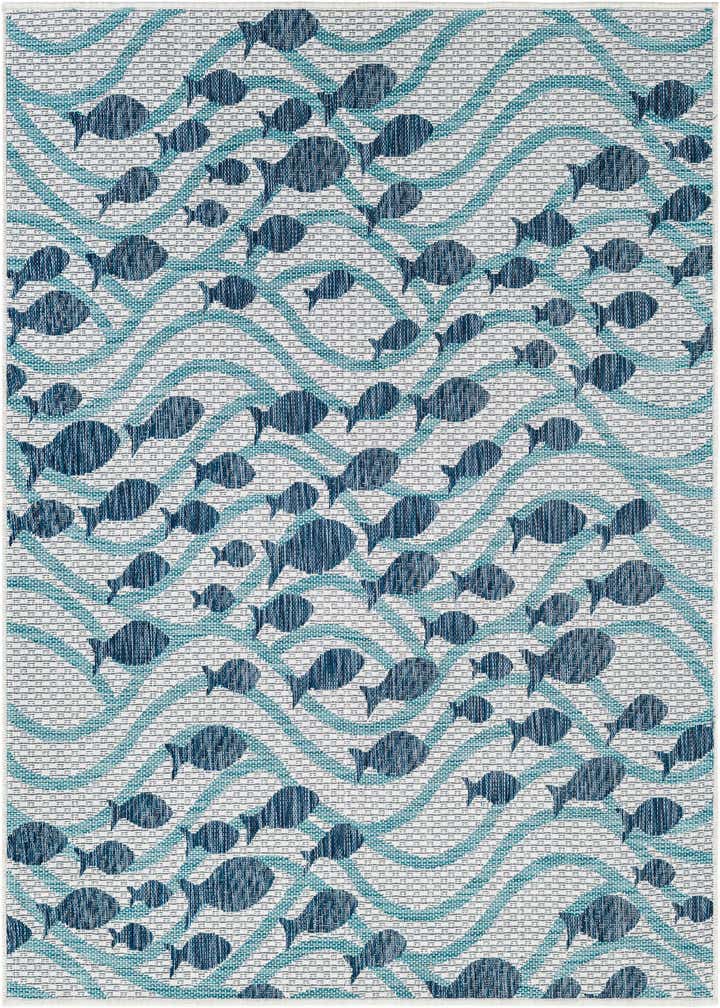 5' 3 x 5' 3 Easy-Clean Coastal Indoor / Outdoor Square Rug
