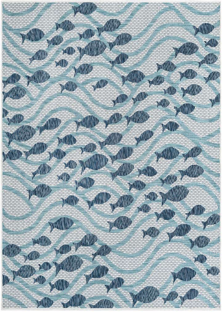 6' x 6' Easy-Clean Coastal Indoor / Outdoor Square Rug