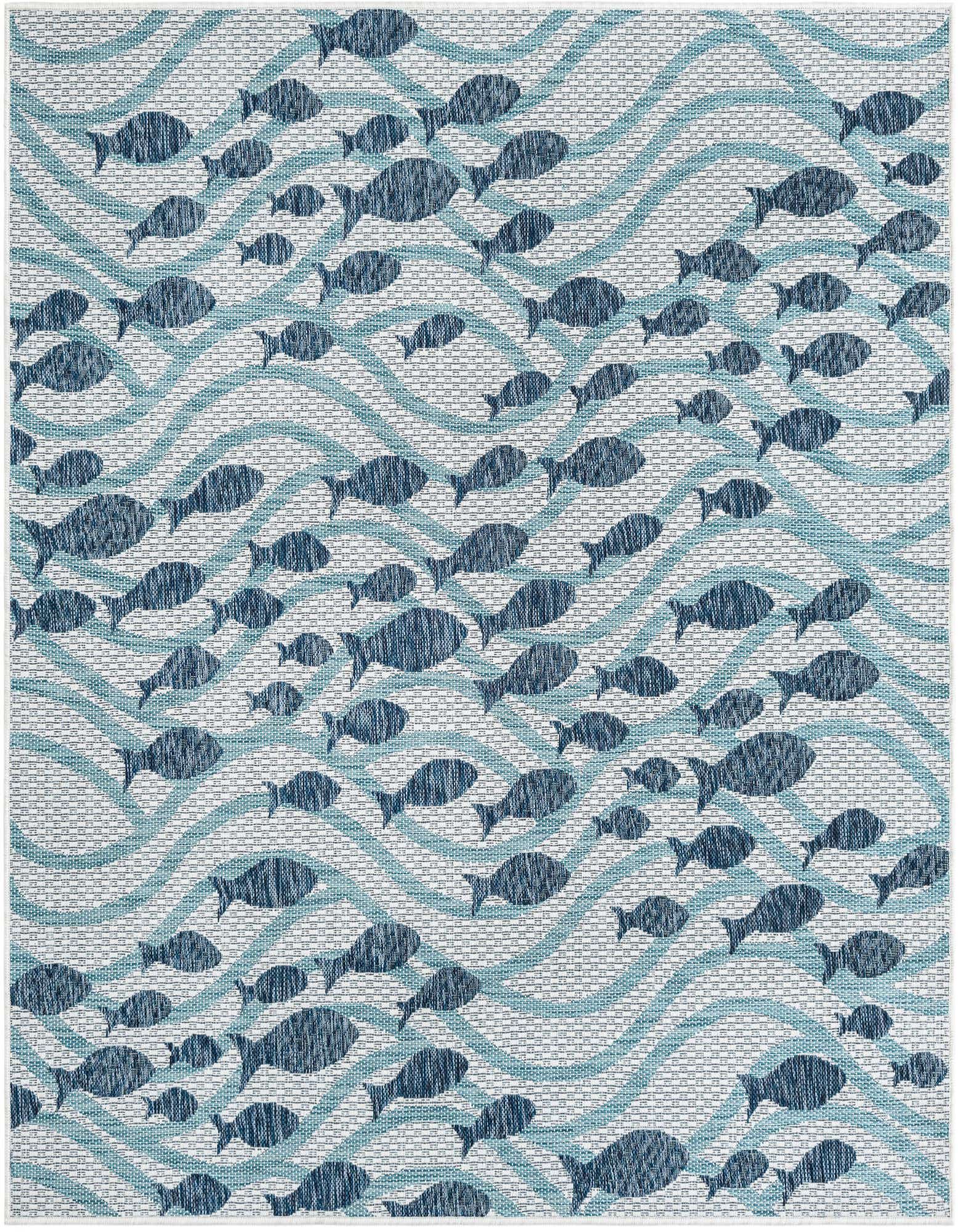 6' x 6' Easy-Clean Coastal Indoor / Outdoor Square Rug