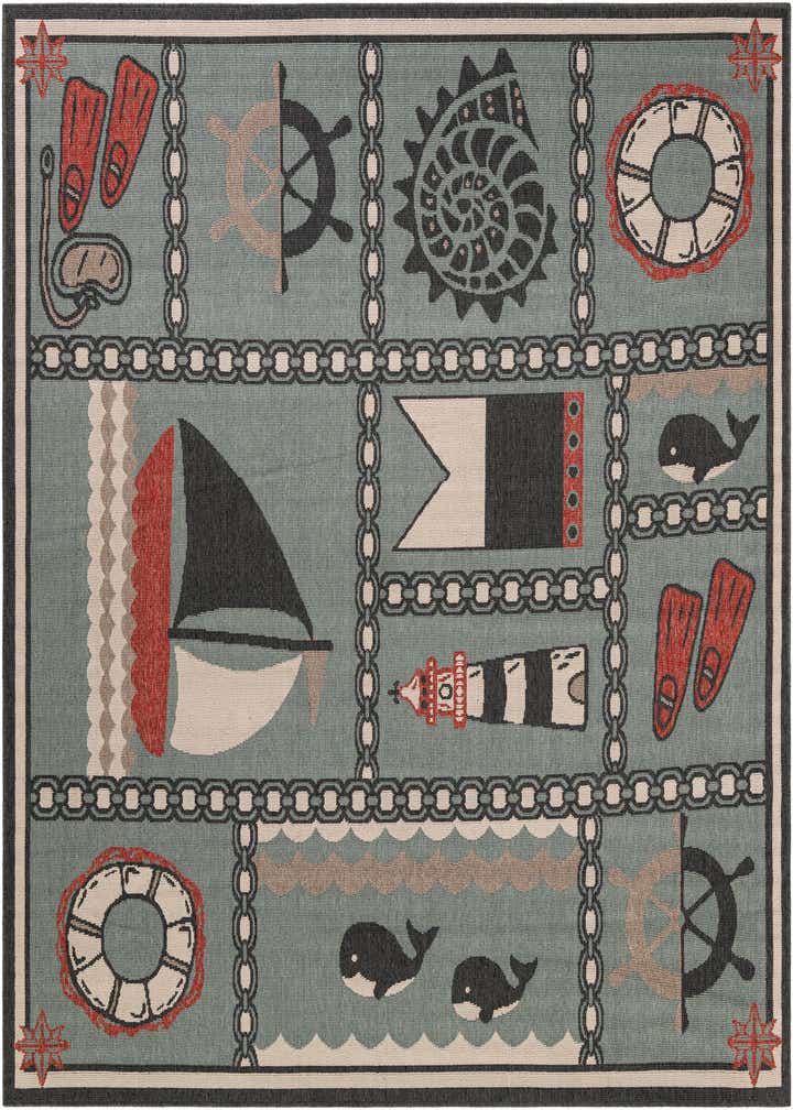 7' 10 x 7' 10 Easy-Clean Coastal Indoor / Outdoor Square Rug