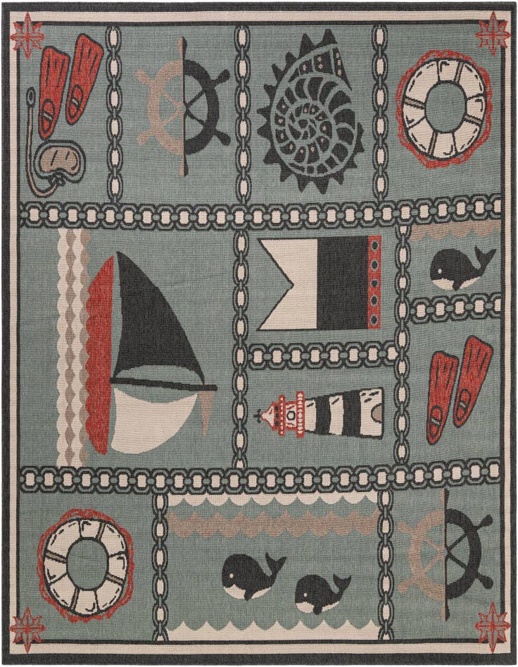 Detail image of 7' 10 x 7' 10 Easy-Clean Coastal Indoor / Outdoor Square Rug