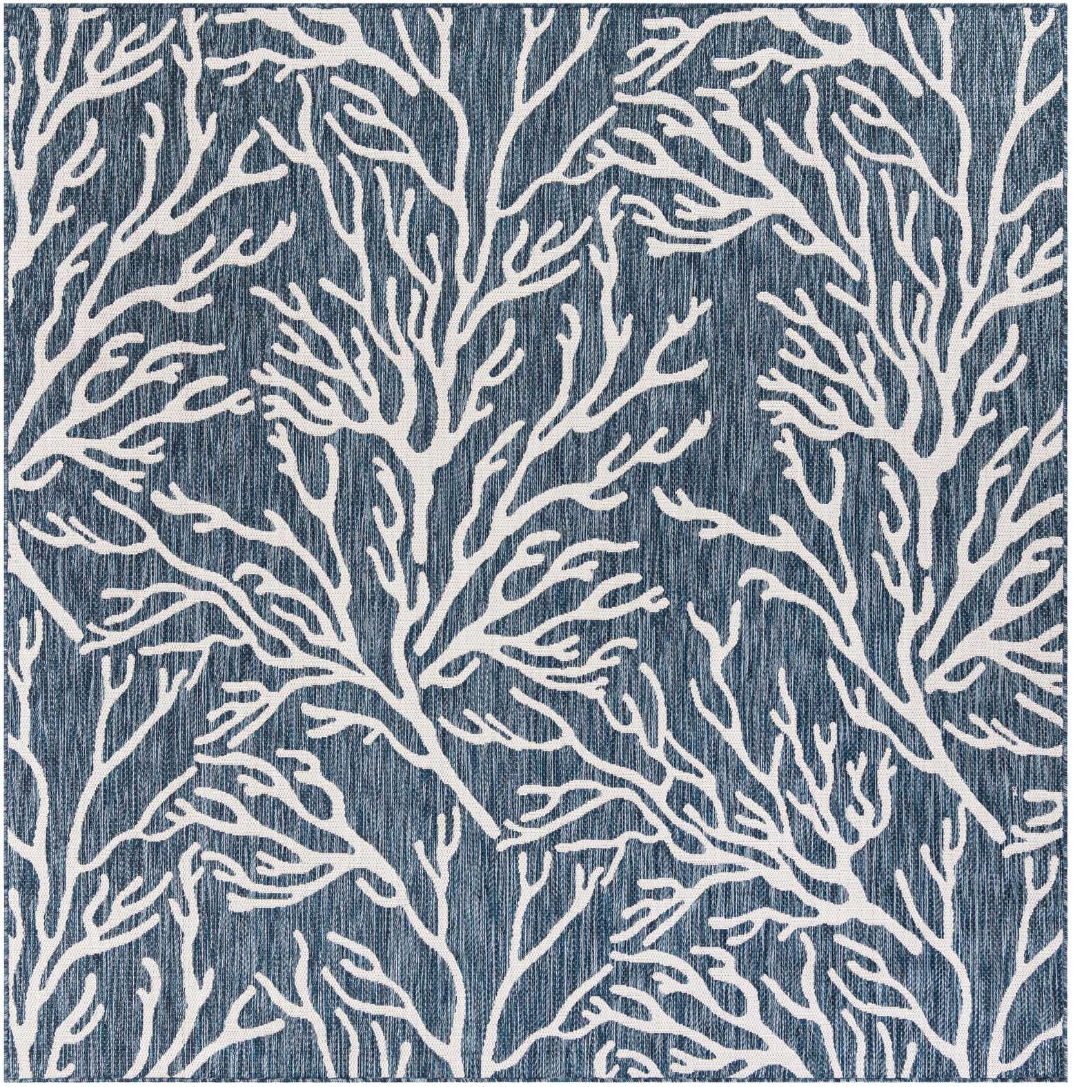 7' 10 x 7' 10 Easy-Clean Coastal Indoor / Outdoor Square Rug