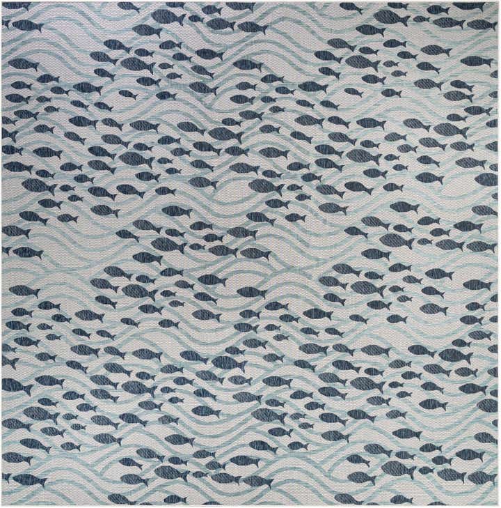 13' x 13' Easy-Clean Coastal Indoor / Outdoor Square Rug