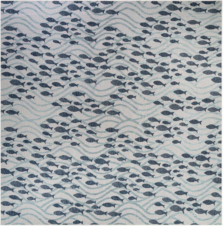 Detail image of 13' x 13' Easy-Clean Coastal Indoor / Outdoor Square Rug