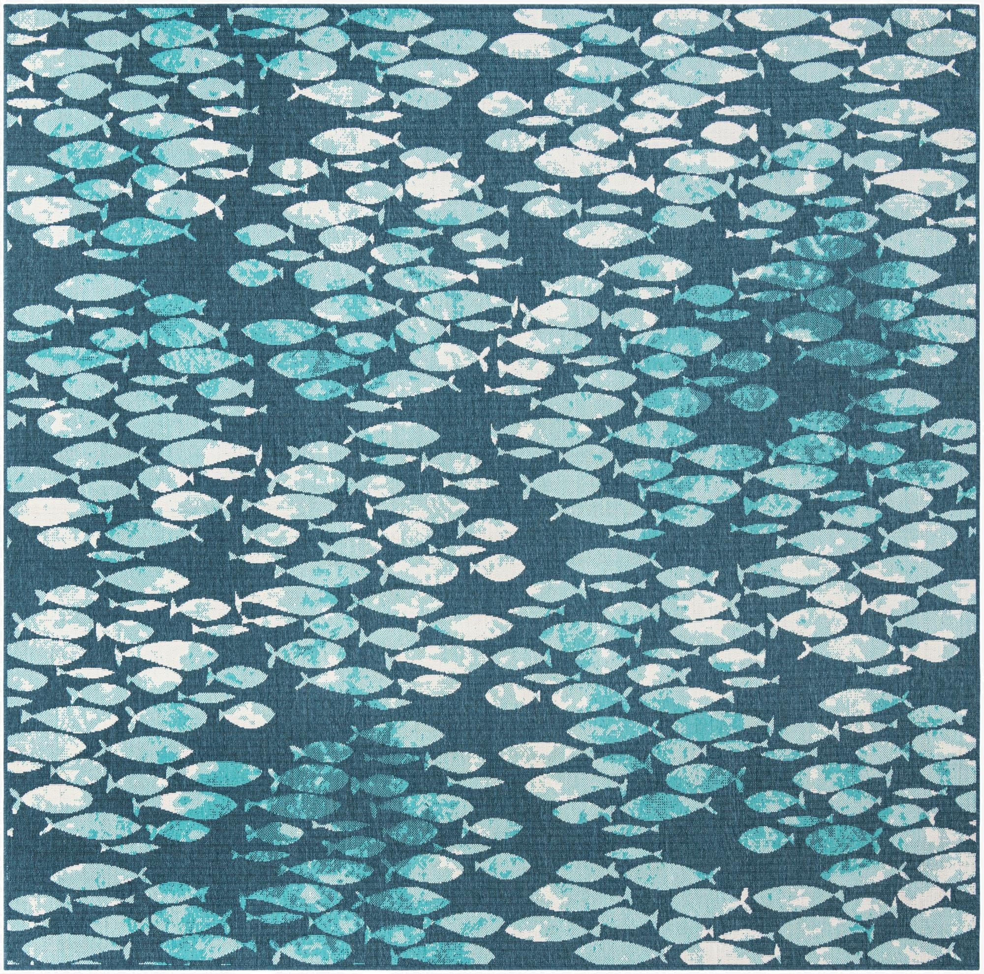 10' x 10'  Washable Coastal Indoor / Outdoor Square Rug