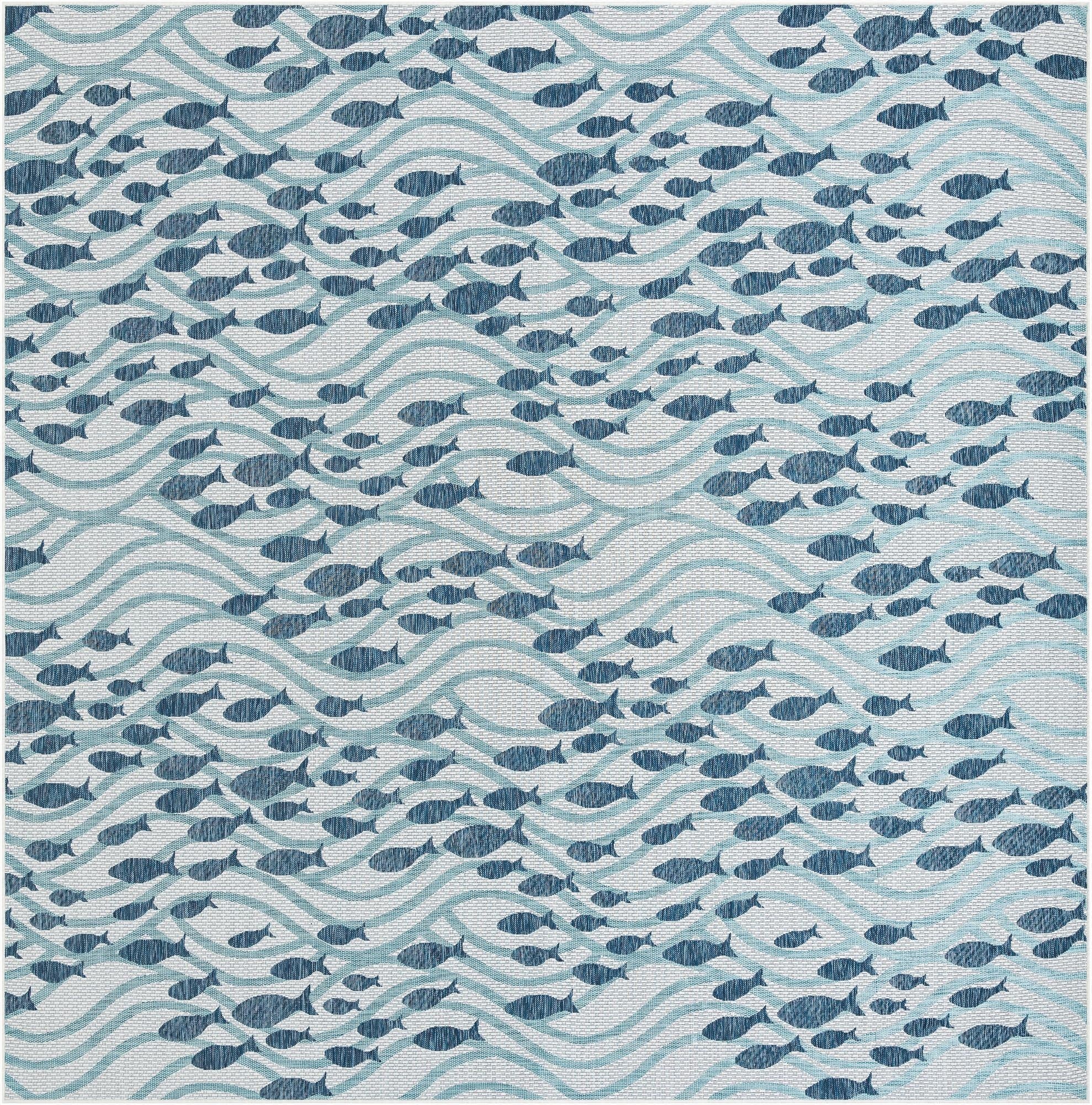 12' x 12'  Washable Coastal Indoor / Outdoor Square Rug
