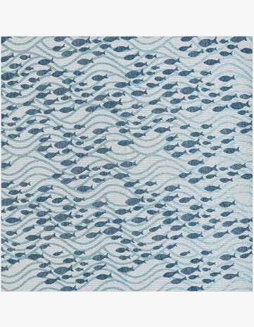12' x 12' Easy-Clean Coastal Indoor / Outdoor Square Rug