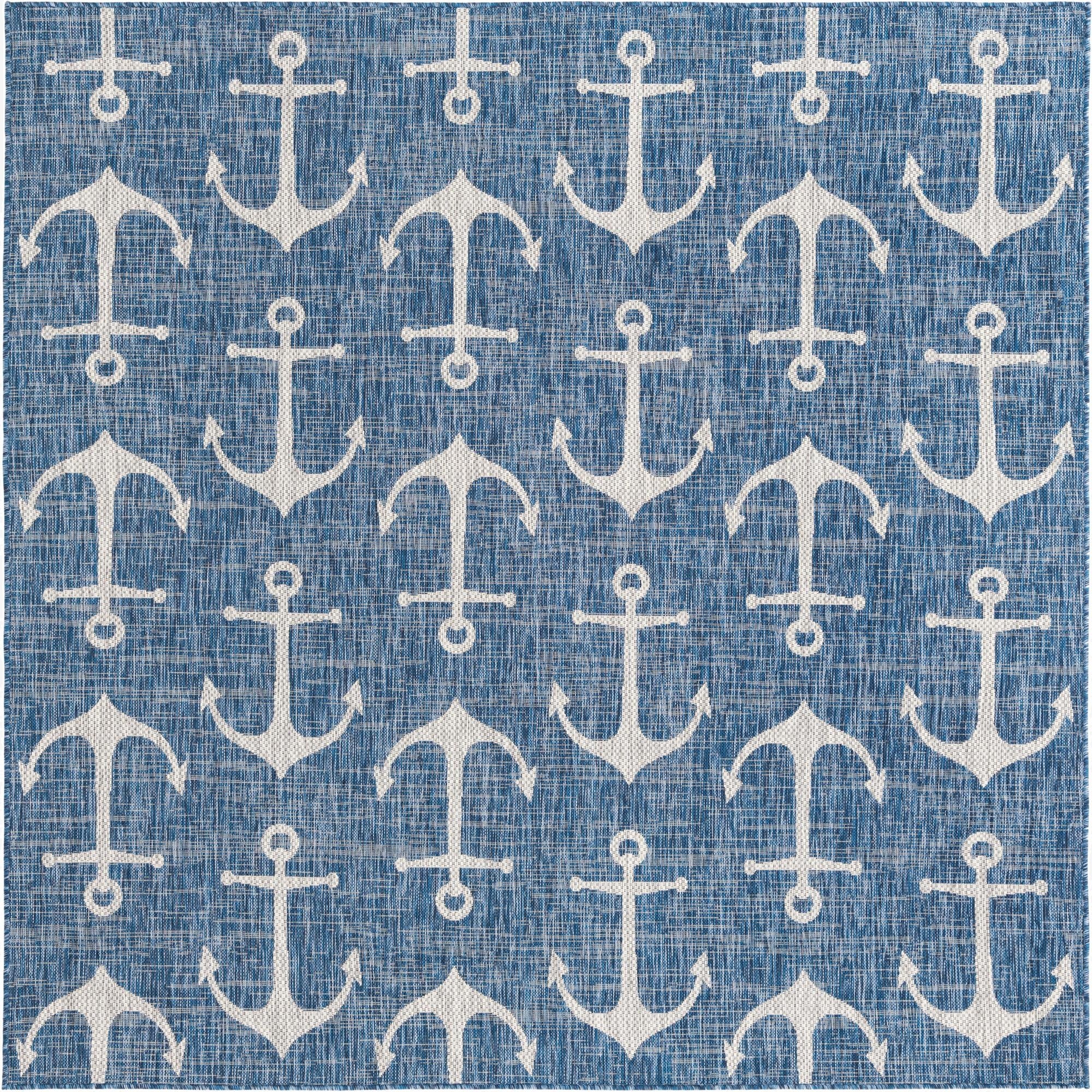 7' 10 x 7' 10  Washable Coastal Indoor / Outdoor Square Rug