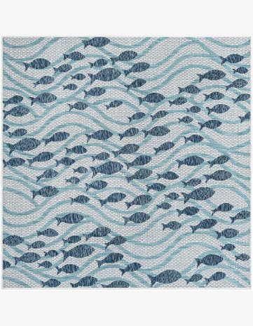 6' x 6' Easy-Clean Coastal Indoor / Outdoor Square Rug