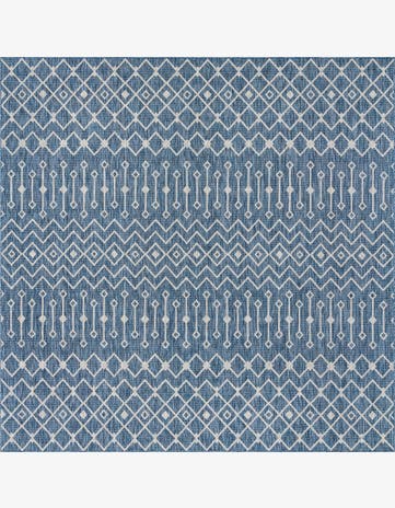 Blue Easy-Clean Lattice Indoor / Outdoor Square Rug