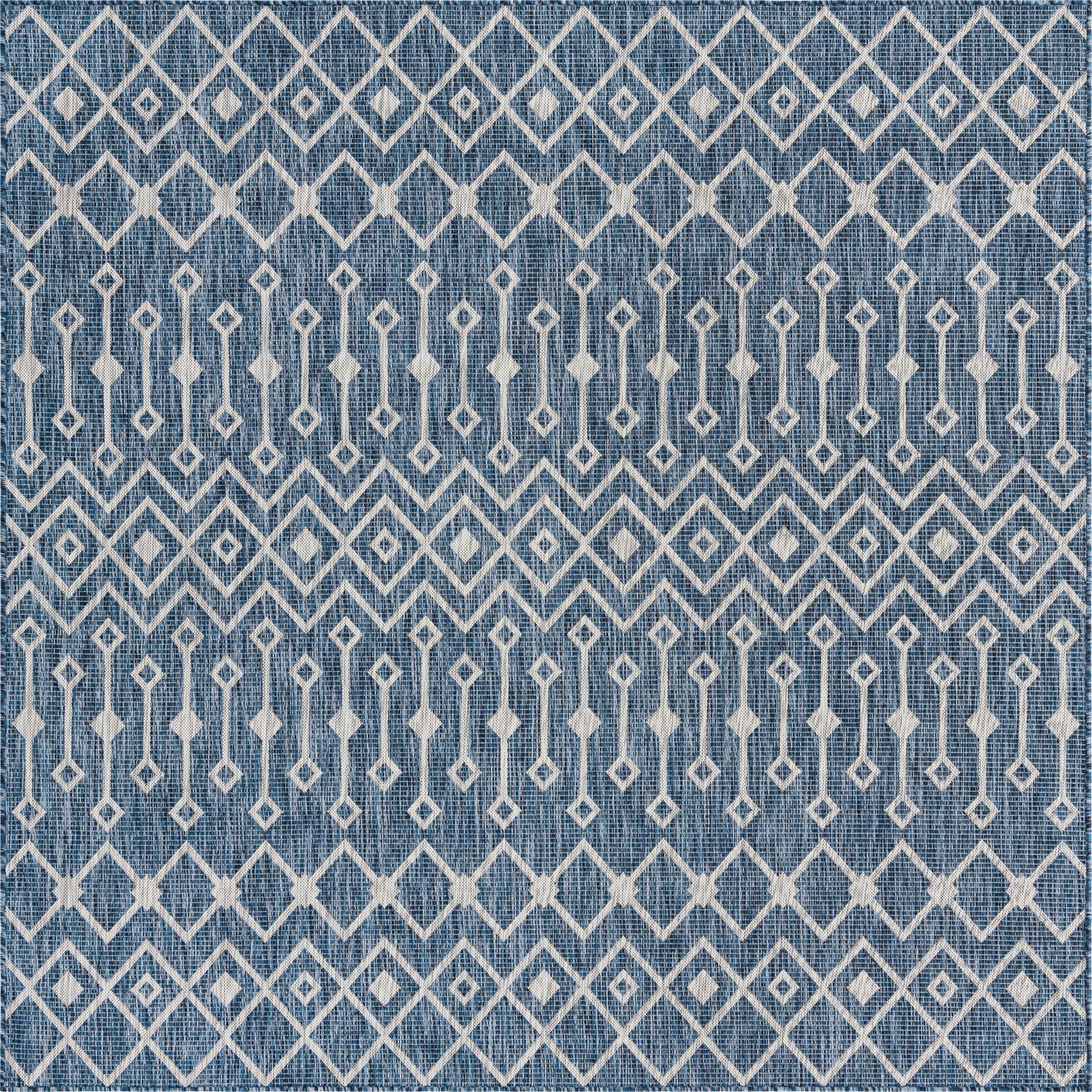 7' 10 x 7' 10 Washable Lattice Indoor / Outdoor Square Rug