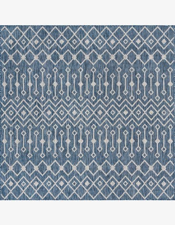 Blue Easy-Clean Lattice Indoor / Outdoor Square Rug