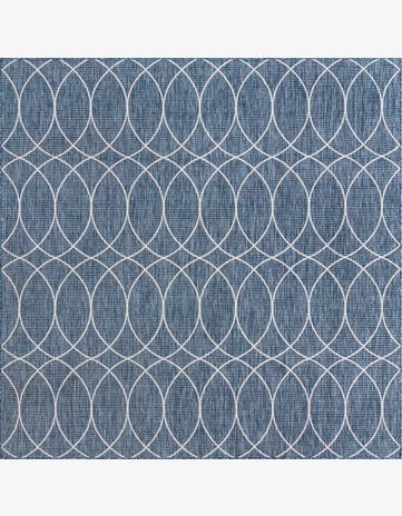 Blue Easy-Clean Lattice Indoor / Outdoor Square Rug