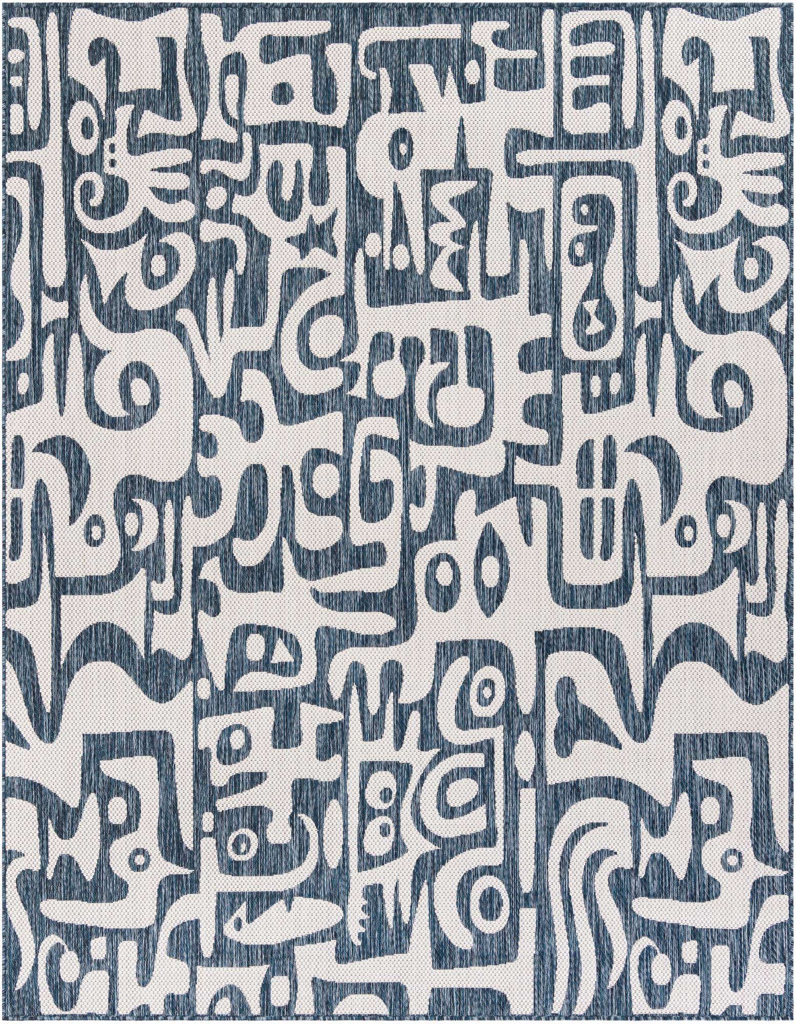 7' 10 x 7' 10 Easy-Clean Modern Indoor / Outdoor Square Rug