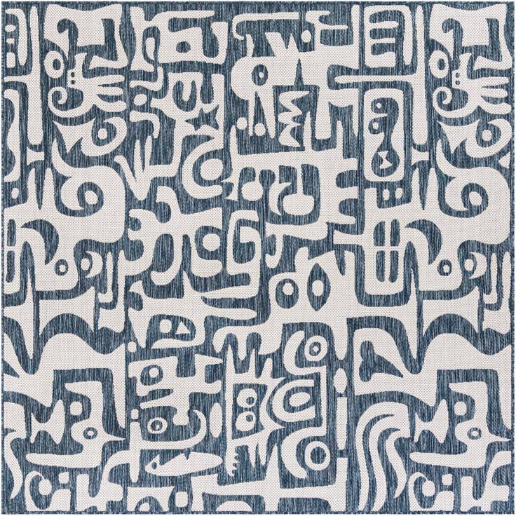 Detail image of 7' 10 x 7' 10 Easy-Clean Modern Indoor / Outdoor Square Rug