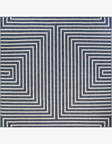 Blue Easy-Clean Modern Indoor / Outdoor Square Rug