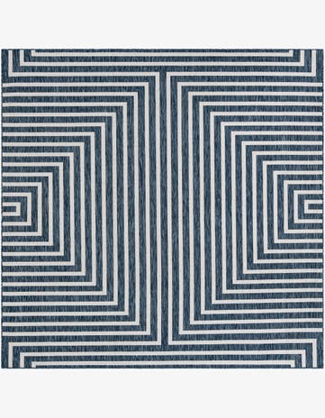 Blue Easy-Clean Modern Indoor / Outdoor Square Rug