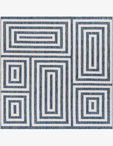 Blue Easy-Clean Modern Indoor / Outdoor Square Rug