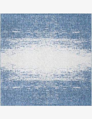 Blue Easy-Clean Modern Indoor / Outdoor Square Rug