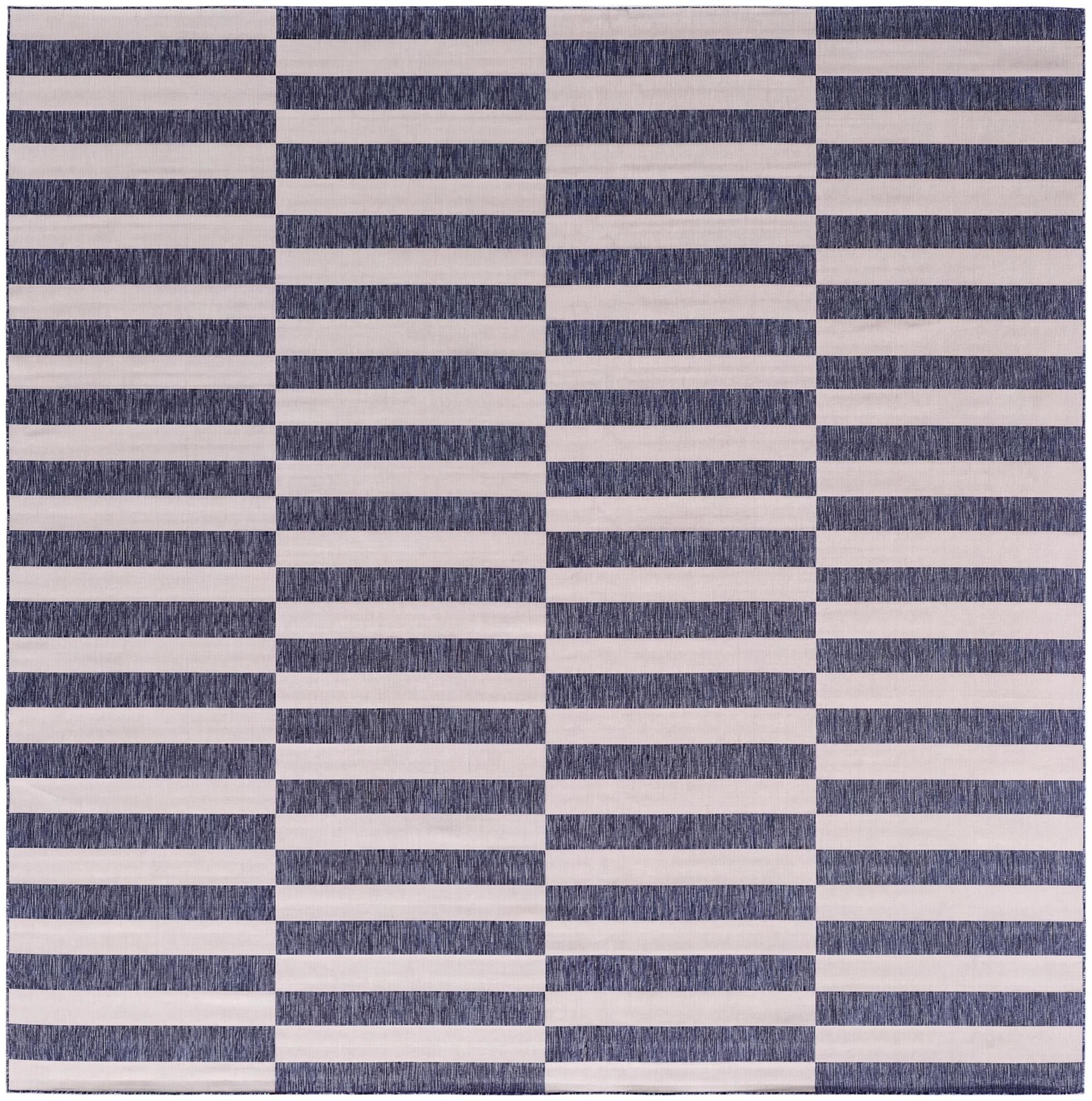 Blue Easy-Clean Ribbon Indoor / Outdoor Square Rug