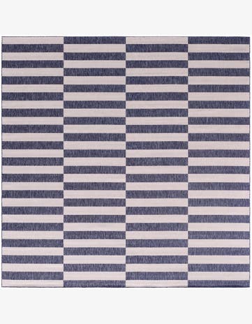 Blue Easy-Clean Ribbon Indoor / Outdoor Square Rug