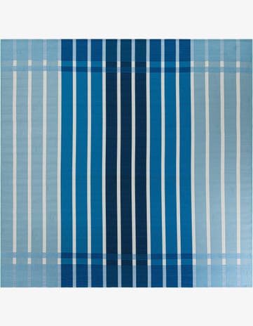 Blue Easy-Clean Ribbon Indoor / Outdoor Square Rug