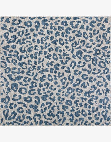 Blue Easy-Clean Safari Indoor / Outdoor Square Rug