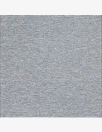 Blue Easy-Clean Solid Indoor / Outdoor Square Rug