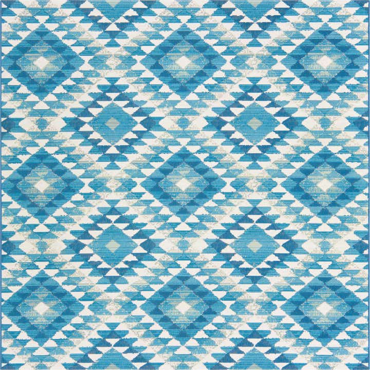 6' x 6' Easy-Clean Southwestern Indoor / Outdoor Square Rug