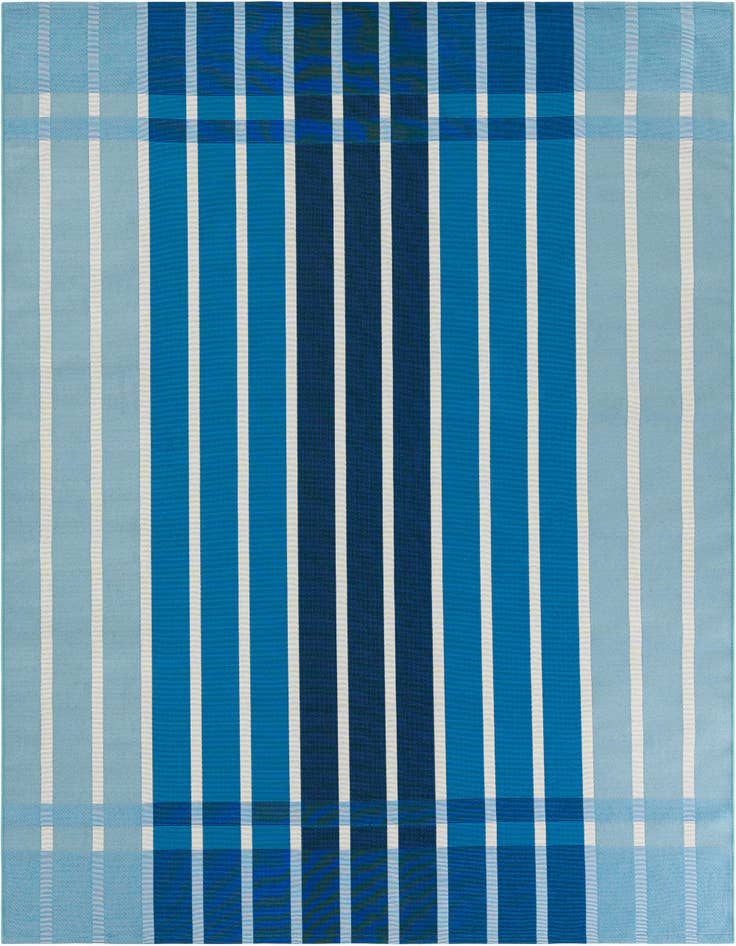 Detail image of 7' 10 x 7' 10 Easy-Clean Striped Indoor / Outdoor Square Rug